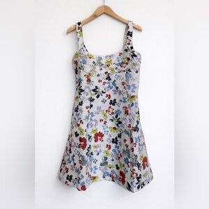 STINE GOYA Skyfall Flower Woven Jacquard Minidress Sleeveless Dress